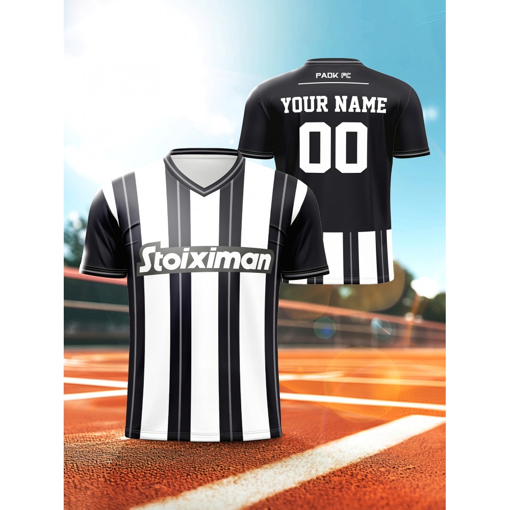 Customizable V-Neck Youngsters's Soccer Shirt - Comfortable Fit, Sports Leisure Outdoor Running Top with Personalized Name and Number