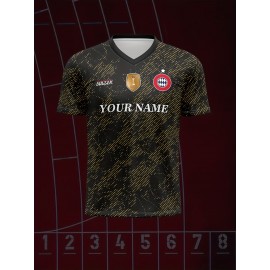 Customizable Soccer Jersey for Kids, V-Neck, Polyester, Breathable, Full-Print, Spring/Summer/Autumn, Regular Fit, for Boys & Girls, Youth, Outdoor Sports, Running, Training, Hiking, Beach, Casual, Party, Knitted Fabric