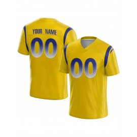 Customized Football Jersey - Personalized Team Name & Number, V-Neck Sportswear, Lightweight Summer Football Shirt with Bold Print, Casual or Team Uniform for Sports & Casual Wear