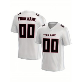 Customized Football Jersey - Personalized Team Name & Number, V-Neck Sportswear, Lightweight Summer Football Shirt with Bold Print, Casual or Team Uniform for Sports & Casual Wear