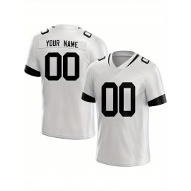 Customized Football Jersey - Personalized Team Name & Number, V-Neck Sportswear, Lightweight Summer Football Shirt with Bold Print, Casual or Team Uniform for Sports & Casual Wear