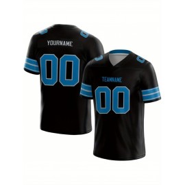 Customized Football Jersey - Personalized Team Name & Number, V-Neck Sportswear, Lightweight Summer Football Shirt with Bold Print, Casual or Team Uniform for Sports & Casual Wear