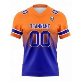 Customizable Women'S Football Jersey - Personalized Name, Number & Logo, Comfort Fit for Sports, Training & Casual Wear, Summer V-Neck T-Shirt with Bold Yellow & Red Design, Football Jersey, Nonelastic Fabric