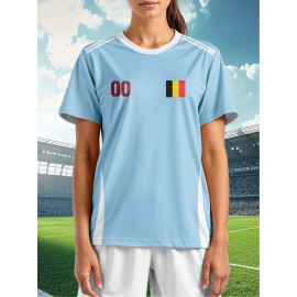 Customizable Plus Size Soccer Jersey - Personalized Name & Number, Red with Black Sleeves, Breathable Athletic Shirt for Team Sports & Outdoor Activities, Soccer Accessories, Team Sports Apparel, Dynamic Graphic Design, Durable Fabric Shirt