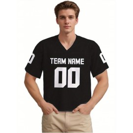 Customizable Women'S Football Jersey - Personalized Name & Number, V-Neck, Short Sleeve, Breathable Non-Stretch Fabric, Summer Sports Jersey, Perfect Gift for Women'S Fans, Football Jersey, Fan Merchandise, Standard Size, Stretchy Fabric