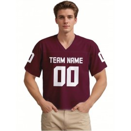 Customizable Women'S Football Jersey - Personalized Name & Number, V-Neck, Short Sleeve, Breathable Non-Stretch Fabric, Summer Sports Jersey, Perfect Gift for Women'S Fans, Football Jersey, Fan Merchandise, Standard Size, Stretchy Fabric