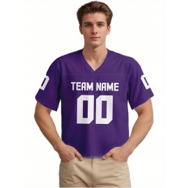 Customizable Women'S Football Jersey - Personalized Name & Number, V-Neck, Short Sleeve, Breathable Non-Stretch Fabric, Summer Sports Jersey, Perfect Gift for Women'S Fans, Football Jersey, Fan Merchandise, Standard Size, Stretchy Fabric