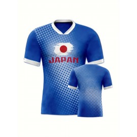 Women's Large Size Professional Sports Fabric Creative Pattern Print Japan Home Soccer Jersey T-shirt, Soccer Jersey Flag Uniforms Shirts Breathable And Lightweight, Moisture-Wicking, As Gifts For Sports Fans