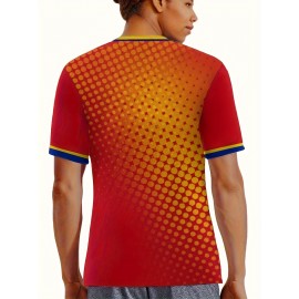 Women's Large Size Professional Sports Fabric Creative Pattern Print Spain Home Soccer Jersey T-shirt, Soccer Jersey Flag Uniforms Shirts Breathable And Lightweight, Moisture-Wicking, As Gifts For Sports Fans