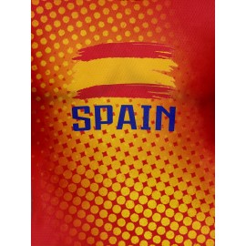 Women's Large Size Professional Sports Fabric Creative Pattern Print Spain Home Soccer Jersey T-shirt, Soccer Jersey Flag Uniforms Shirts Breathable And Lightweight, Moisture-Wicking, As Gifts For Sports Fans