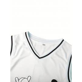 All Stitched 1 White Basketball Jersey, Breathable, Sleeveless, Embroidered Uniform Shirt For Men, Perfect For Sports & Outdoor Activities