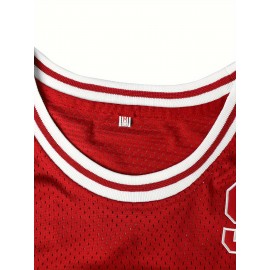 Men'S Basketball Jersey with Embroidered Name and Number, Short Sleeve Polyester Mesh Sports Vest, White Red, Sizes S-3XL, Basketball Accessories