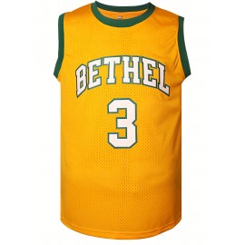 Stitched #3 Yellow Basketball Jersey, Breathable, Sleeveless, Embroidered Uniform Shirt For Men, Perfect For Sports & Outdoor Activities