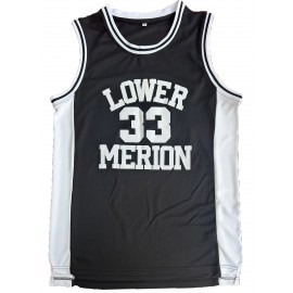 Men's #33 Embroidered Basketball Jersey - Black & White, Breathable Sleeveless V-Neck Sports Shirt for Parties, Outdoor Activities & Team Sports