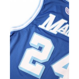 Embroidered Basketball Jersey for Men - #8-24 Breathable Polyester Knit Fabric, V-neck Sleeveless Sports Top, Loose Fit for All Seasons, Festive & Casual Outdoor Wear