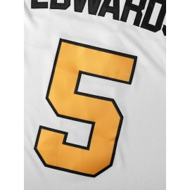 All Stitched 5 White Basketball Jersey, Breathable, Sleeveless, Embroidered Uniform Shirt For Men, Perfect For Sports & Outdoor Activities