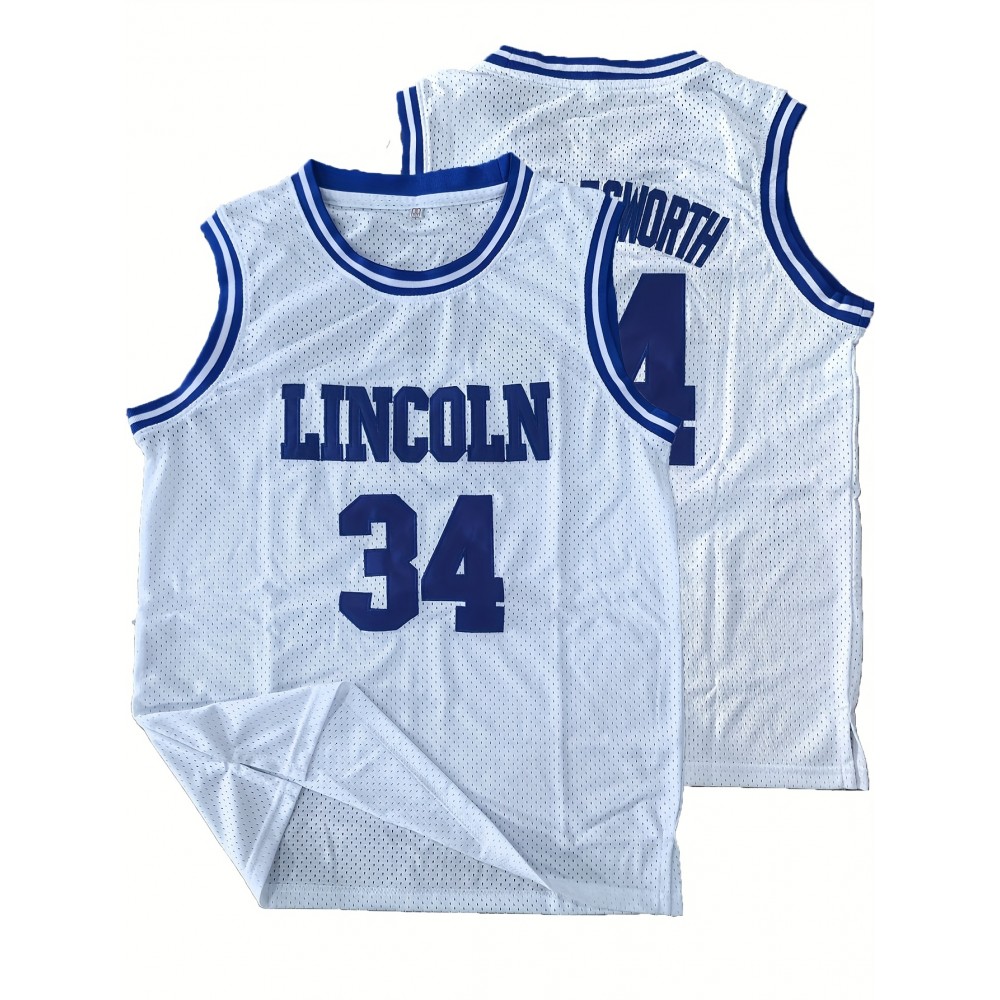 Men's #34 for LincoLn Embroidered Basketball Jersey - Breathable Mesh Sleeveless Sports Shirt for All Seasons, Perfect for Team Sports & Outdoor Activities, Outdoor Activity Jersey | Casual Style Jersey | Durable Sportswear