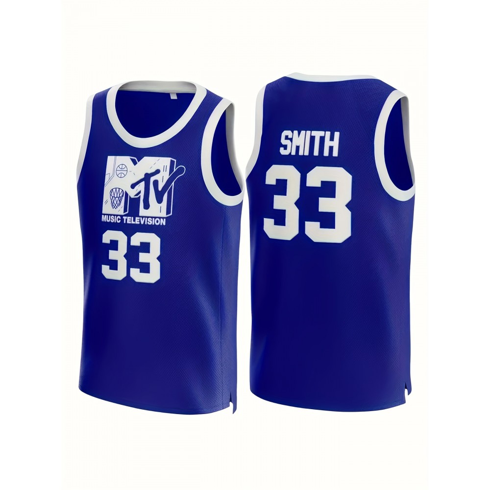 Men's #33 Blue Basketball Jeresys Stitched Name And Number S-3XL