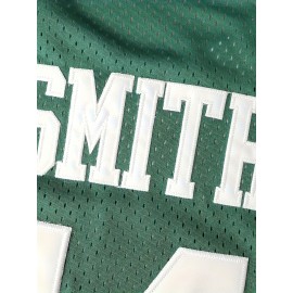 Men's #14 Green Basketball Jersey with Embroidered Name & Number, V-Neck Sleeveless Athletic Uniform for Team Sports & Parties, Polyester, Loose Fit, Sizes S-3XL