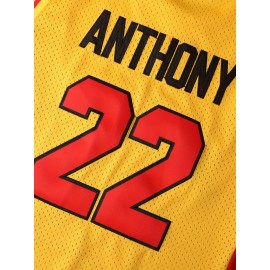 1pc Men'S Oak Hill #22 Anthony Basketball Jersey - Polyester Sports V-Neck Sweatshirt with Embroidered Lettering, Slight Stretch Knit Fabric, Loose Fit for Team Sports, Parties, Halloween - Four Seasons