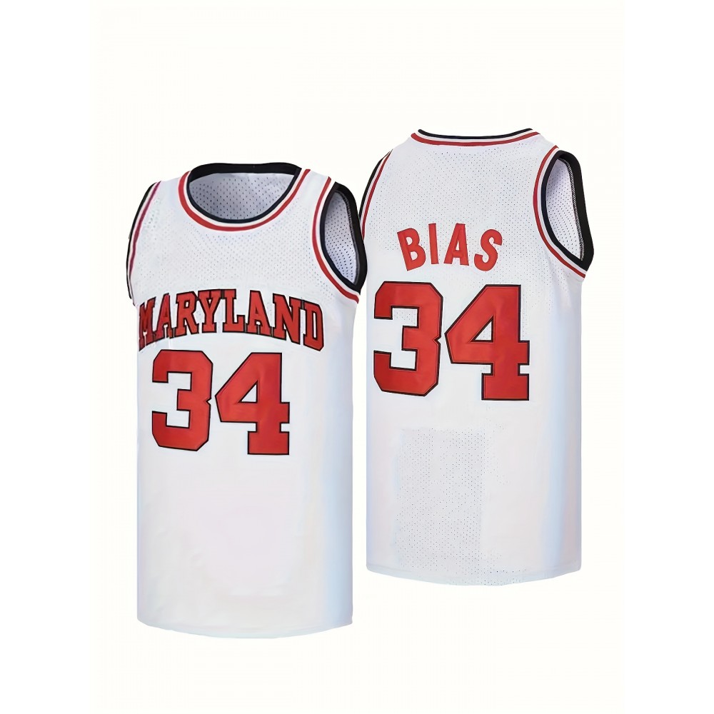 Men's #34 White Basketball Jeresys Stitched Name And Number S-3XL