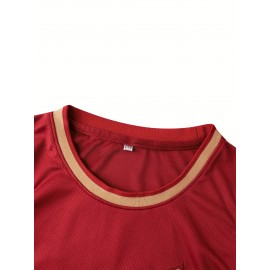 Men's #45 Maroon Basketball Jersey, 100% Polyester V-Neck Sports Sweatshirt with Embroidered Name & Number, Loose Fit Knit Fabric for Party, Team Sports, Halloween - Sizes S-3XL