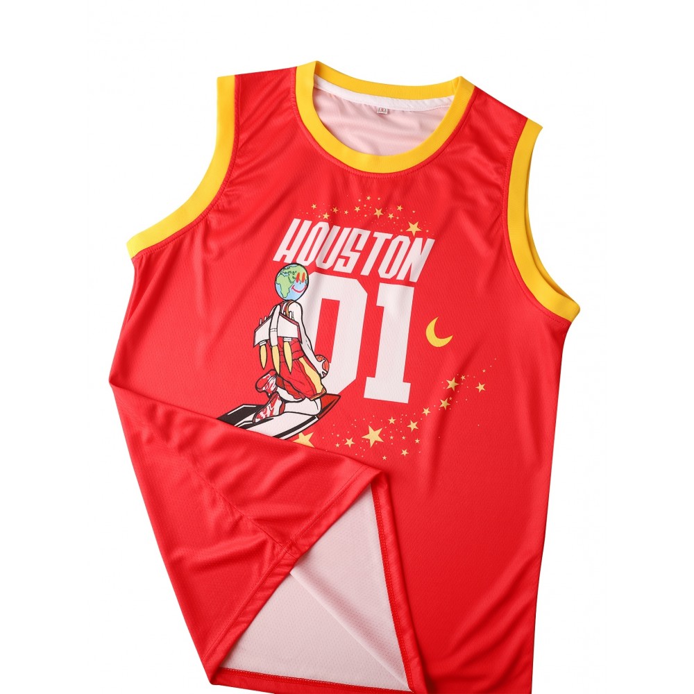 Men's #01 Embroidered Basketball Jersey - V-Neck, Breathable Polyester, Machine Washable - Perfect for Sports & Parties