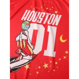 Men's #01 Embroidered Basketball Jersey - V-Neck, Breathable Polyester, Machine Washable - Perfect for Sports & Parties