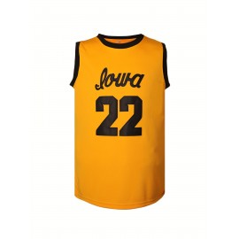 1pc Men'S Polyester Basketball Jersey - #22 Iowa Clark Embroidered - V-Neck Sports Sweatshirt for Team Sports, Parties, Halloween - Loose Fit Knit Fabric with Slight Stretch - Four Seasons Adult Athletic Top