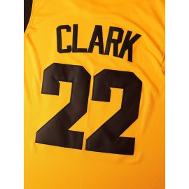 1pc Men'S Polyester Basketball Jersey - #22 Iowa Clark Embroidered - V-Neck Sports Sweatshirt for Team Sports, Parties, Halloween - Loose Fit Knit Fabric with Slight Stretch - Four Seasons Adult Athletic Top