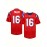 Men's #16 Red American Football Jersey - V-Neck, Name & Number, Polyester, Loose Fit for Sports, Parties & Team Activities