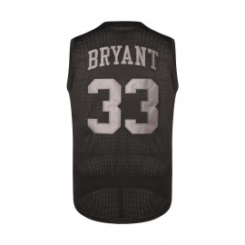 Men's #33 Embroidered Black Basketball Jersey - Breathable Polyester, V-Neck, Machine Washable - Perfect for Sports & Parties