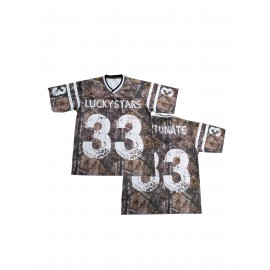 1pc Men'S Black Football Jersey - Polyester Sports Sweatshirt with Embroidered Letter and Number, V-Neck, Slight Stretch, Loose Fit for Party and Team Sports, Four Seasons - Sizes S-3XL