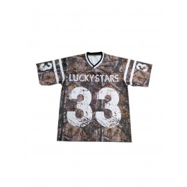 1pc Men'S Black Football Jersey - Polyester Sports Sweatshirt with Embroidered Letter and Number, V-Neck, Slight Stretch, Loose Fit for Party and Team Sports, Four Seasons - Sizes S-3XL