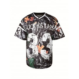 1pc Men'S Black Football Jersey - Polyester Sports Sweatshirt with Embroidered Letter and Number, V-Neck, Slight Stretch, Loose Fit for Party and Team Sports, Four Seasons - Sizes S-3XL