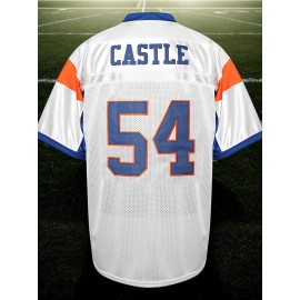 Men's #54 Embroidered Color-Block Rugby Jersey - Breathable, V-Neck Short Sleeve Track Shirt for Sports & Parties