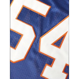 1pc Men'S Polyester V-Neck Rugby Jersey, #54 Embroidered, Casual Sports Top with Slight Stretch, Breathable Knit Fabric for Football, Parties & Training - Four Seasons Wear