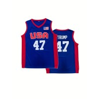 #47 Trump Throwback Blue USA Basketball Jersey