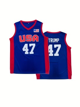#47 Trump Throwback Blue USA Basketball Jersey