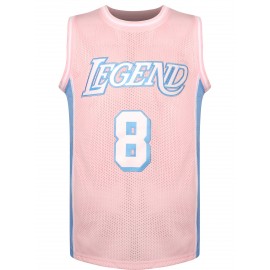 Men's #8-24 Embroidered Pink Basketball Jersey - Breathable, Sleeveless Sports Uniform for Outdoor Activities & Team Sports