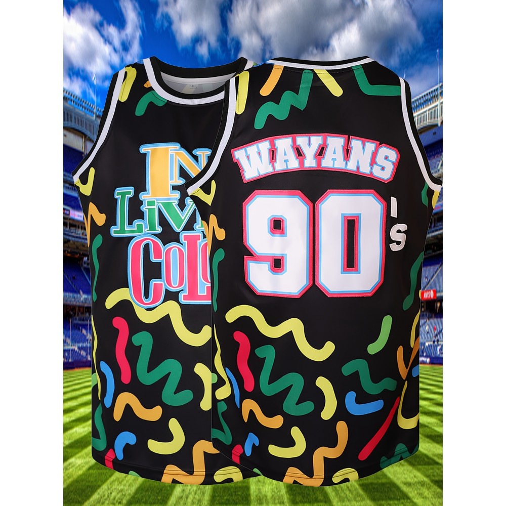 Stitched #90 Black Basketball Jersey, Breathable, Sleeveless, Embroidered Uniform Shirt For Men, Perfect For Sports & Outdoor Activities