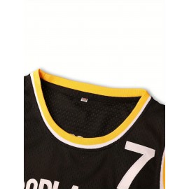 Stitched #7 Black Basketball Jersey, Breathable, Sleeveless, Embroidered Uniform Shirt For Men, Perfect For Sports & Outdoor Activities