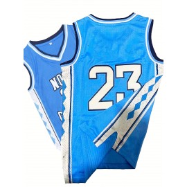 Men's #23 Embroidered Basketball Jersey - Breathable, Sleeveless, Loose Fit with Mesh Detailing & Number Stitching - Perfect for Sports, Outdoor Activities & Casual Wear, Athletic Clothing | Casual Style | Mesh Construction