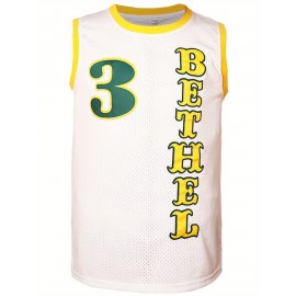 1pc Men'S Embroidered Basketball Jersey - Breathable Polyester V-Neck Top with Slight Stretch, Loose-Fit Sports Shirt for All Seasons, Ideal for Team Sports, Casual Wear & Festive Occasions