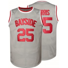 Men's #25 Embroidered Grey Basketball Jersey - Breathable, Sleeveless Sports Uniform for All Seasons, Stitched, Outdoor Activities