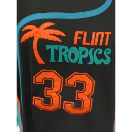 Men's #33 Embroidered Basketball Jersey - Breathable Mesh V-Neck Sleeveless Athletic Tank Top with 