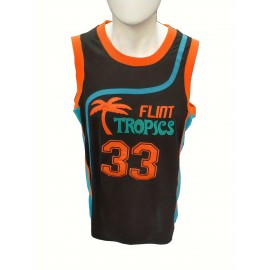 Men's #33 Embroidered Basketball Jersey - Breathable Mesh V-Neck Sleeveless Athletic Tank Top with 