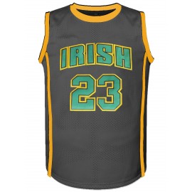 Men's #23 Embroidered Basketball Jersey - White & Green, Breathable Sleeveless V-Neck Sports Uniform for Parties, Outdoor Activities & Team Sports, Team Apparel | Sleeveless Jersey | Flexible Wear