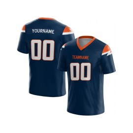 Customized Football Jersey - Personalized Team Name & Number, V-Neck Sportswear, Lightweight Summer Football Shirt with Bold Print, Casual or Team Uniform for Sports & Casual Wear