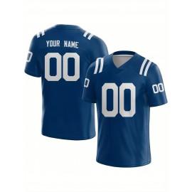 Customized Football Jersey - Personalized Team Name & Number, V-Neck Sportswear, Lightweight Summer Football Shirt with Bold Print, Casual or Team Uniform for Sports & Casual Wear